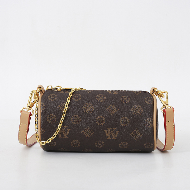 LUYIWEINASI High-end fashion presbyopia cylinder bag women's 2025 new retro printed Boston bag shoulder bag oblique span bag