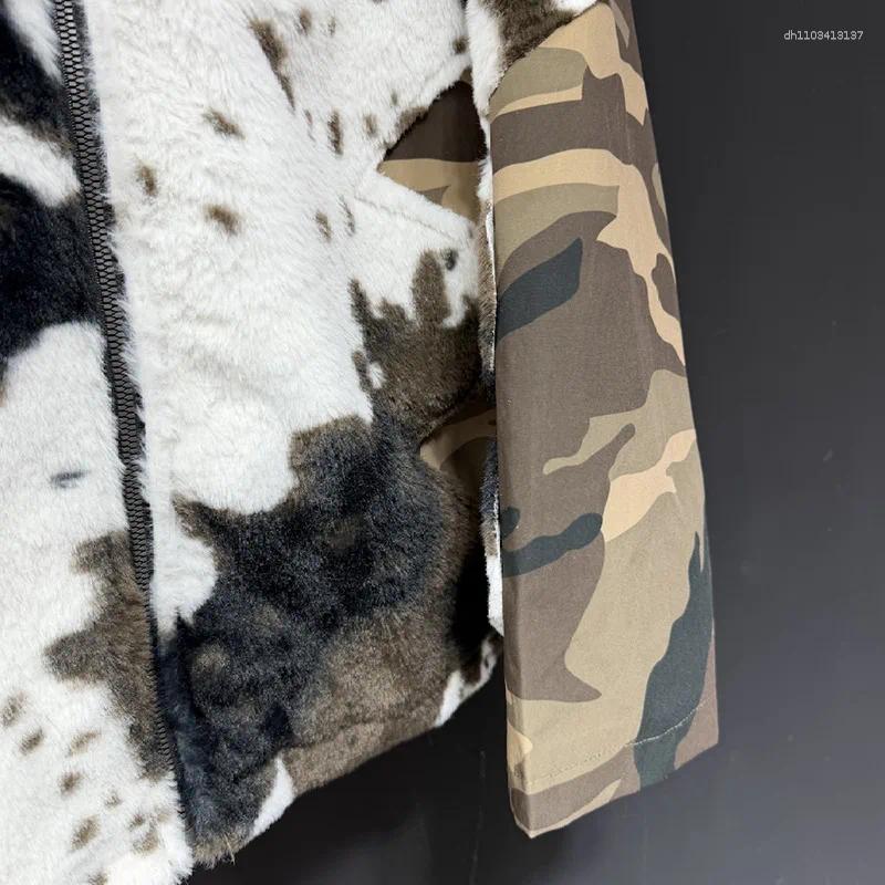 Men's Jackets PFHQ Retro Camouflage Jacket Fashion Splicing Contrast Color Stand Collar Long Sleeves Causal Coats Autumn 21P1744