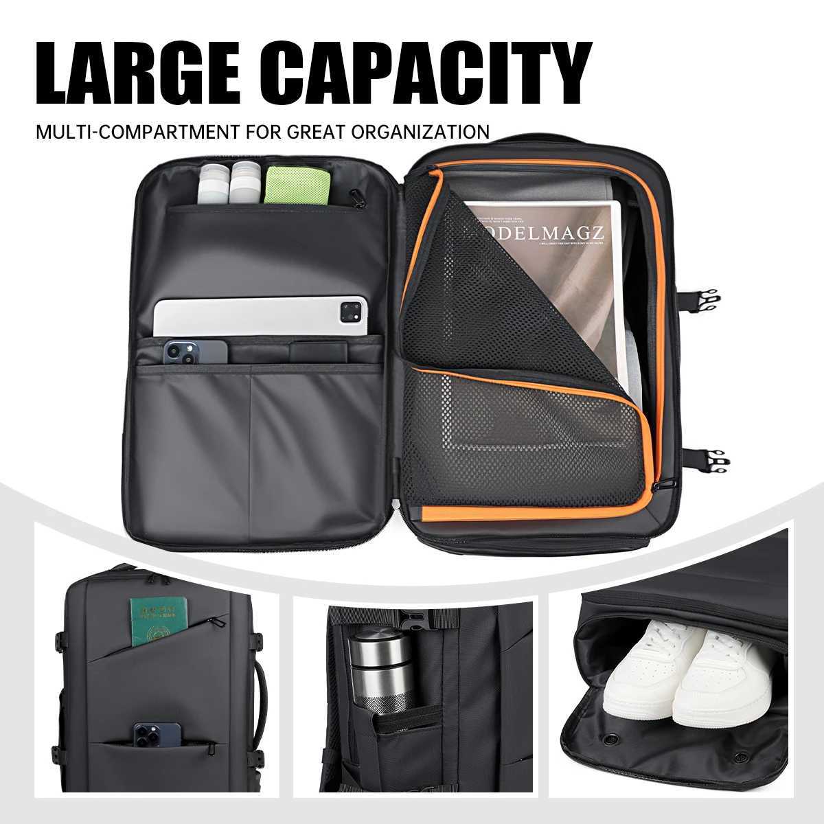 New Mens Backpack Fashionable for Work and Commuting Computer Business Backpack Large Capacity for Business Trips Boarding and Travel Expandable Capac