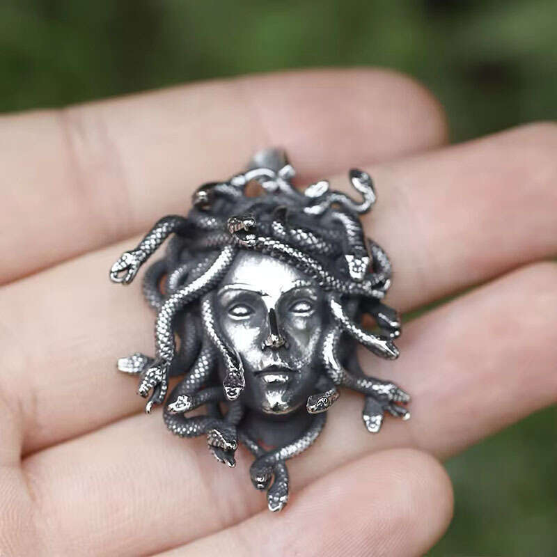 New Retro Goddess Medusa Statue Mythical Pendant European And American Gothic Exaggerated Ancient Greek Snake Necklace