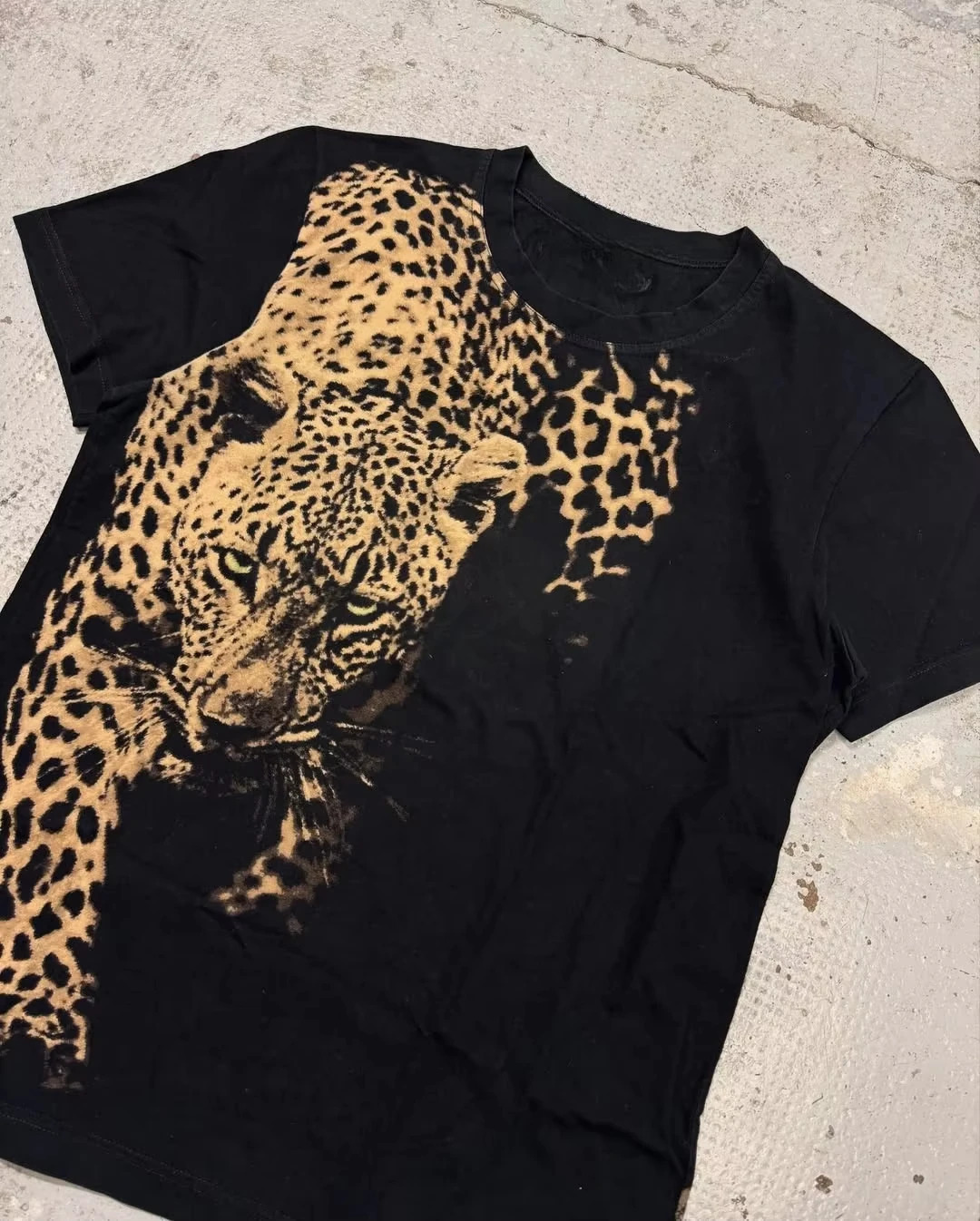 Y2K Original Color Cheetah Elements Around Printed T-shirt Personality Creative Summer Short-sleeved Men Trendy Shirt 251218