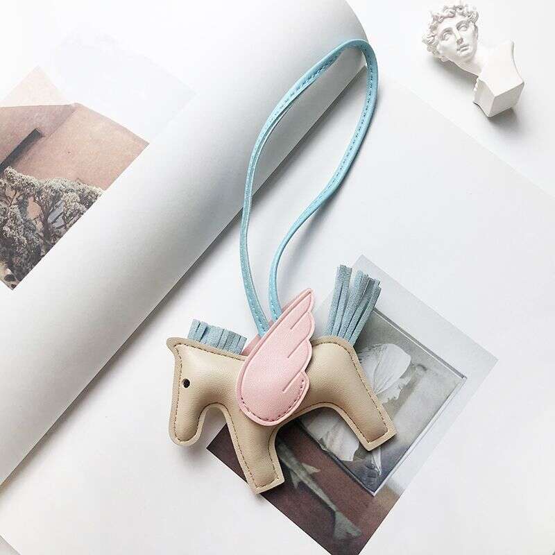 2025 New Cute Leather Rearview Mirror Bag Pegasus Pendant Internet Celebrity Review Hanging Decoration