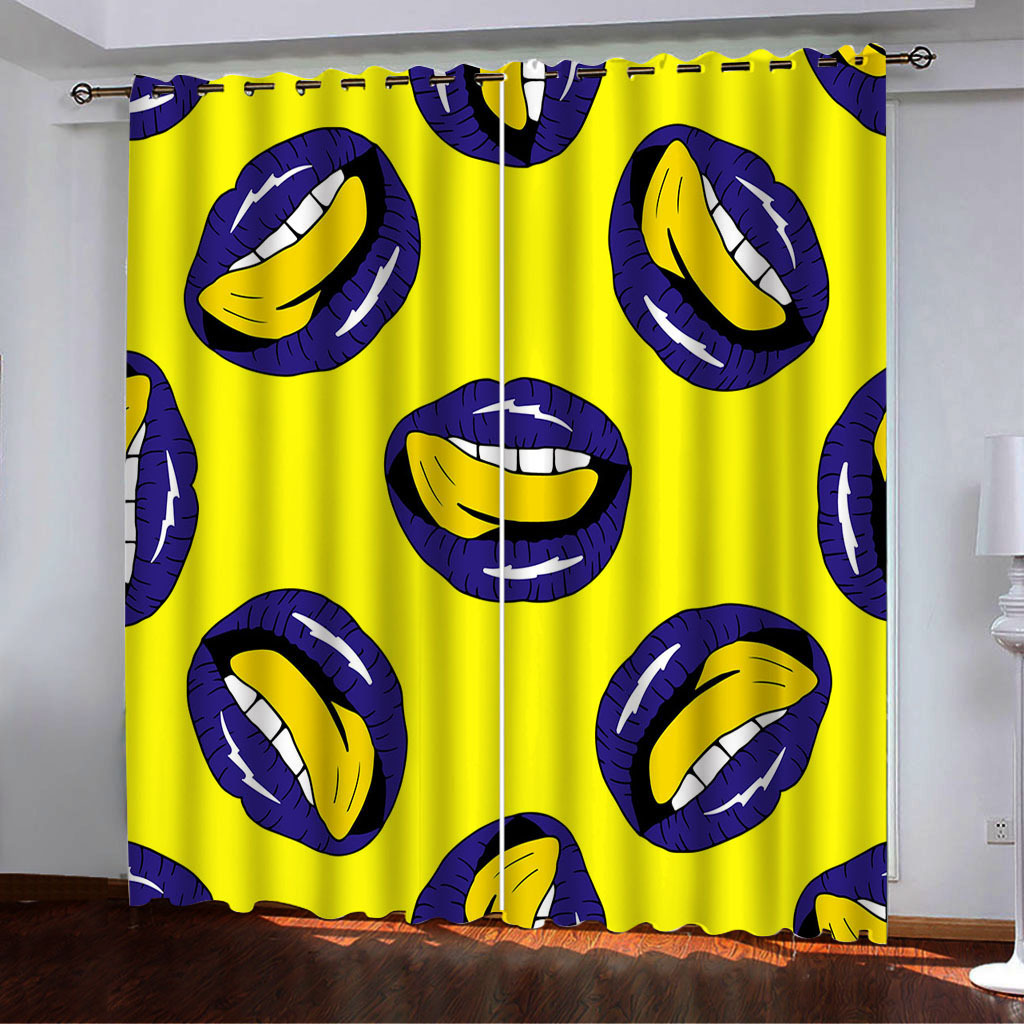 YL-38018 High-Density Blackout Curtain Red Lips Series 2, Digital Printed, Custom Patterns and Sizes Available