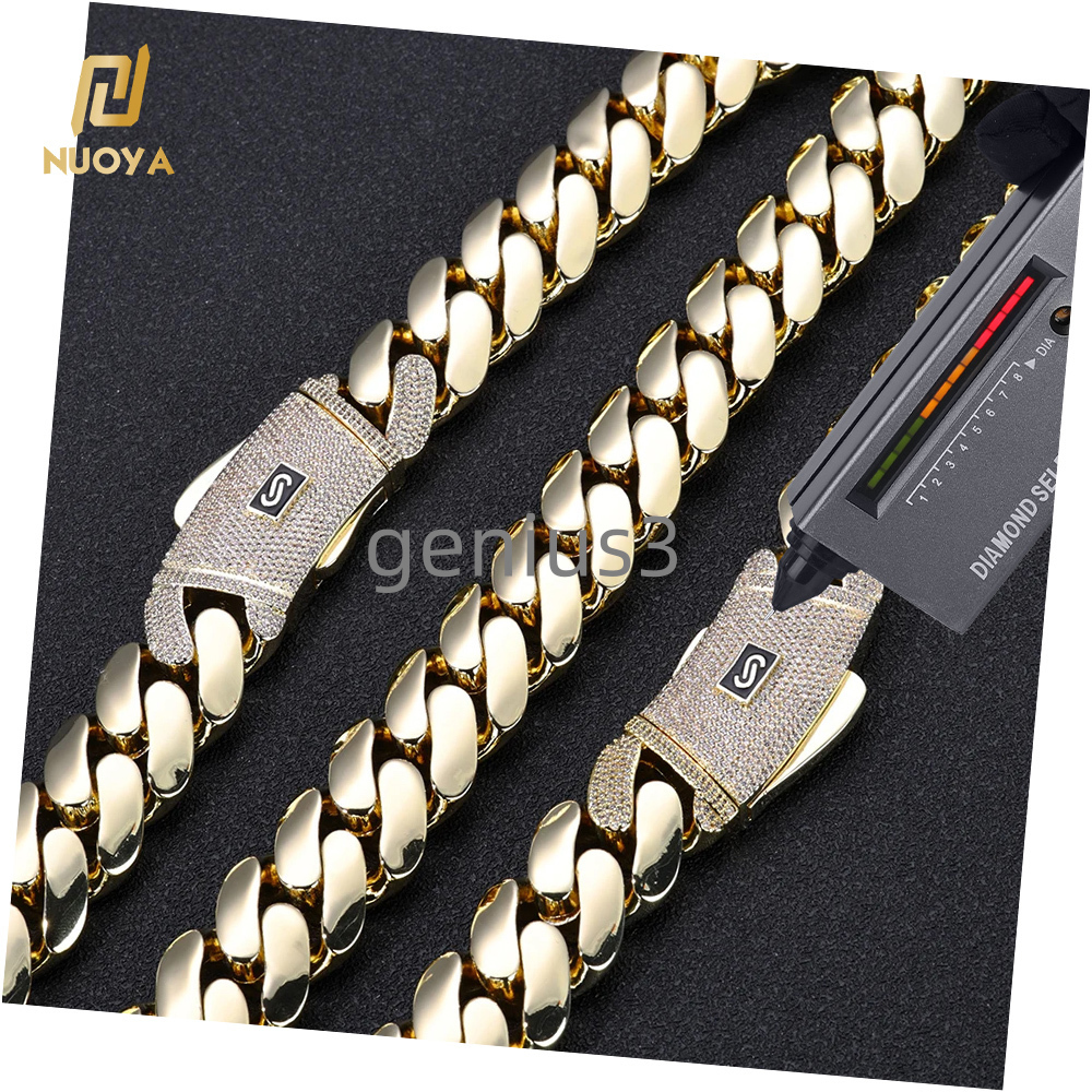 Luxury Monaco Style Cuban Link Chain 925 Silver Smooth Cuban Bracelet Iced Out VVS Moissanite Cuban Bracelet Fine Jewelry