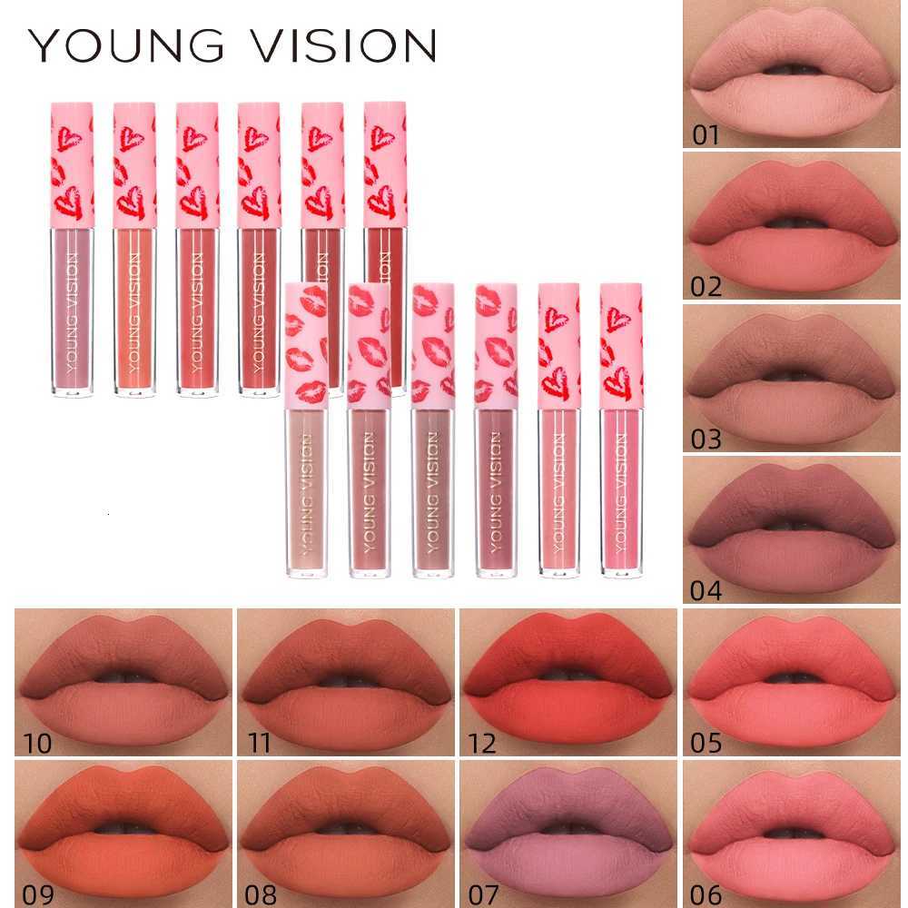 YOUNG VISION 12 colors matte texture lip gloss advanced makeup waterproof non-stick cup non-fading lip glazeT251222