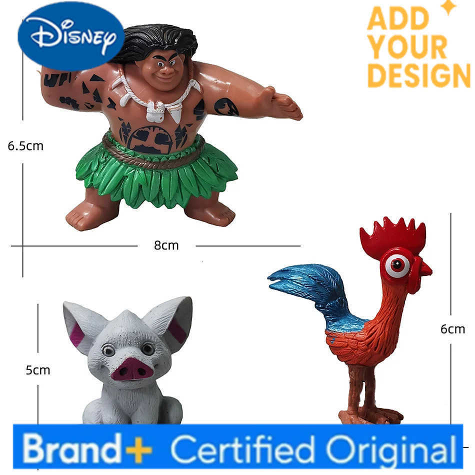 Disney 10 unids/set Moana Anime juguetes Maui Gramma Tala Tui Tamatoa Heihei gallo Pua cerdo halcn Pvc modelo nios Hobby rega H251222