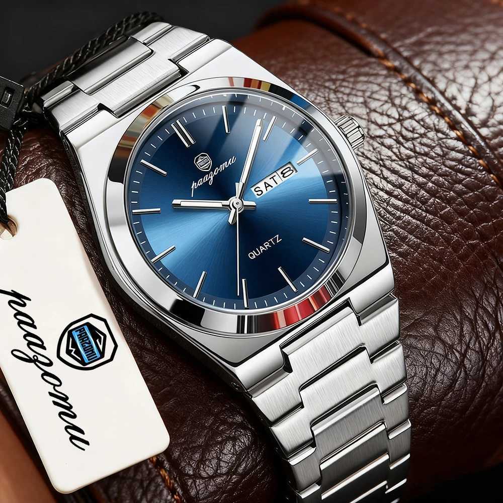 PAAZU Luxury Busin Man Wrist Waterproof Luminous Stainl Steel Men Date Week Fashion Quartz Mens esBox M251222