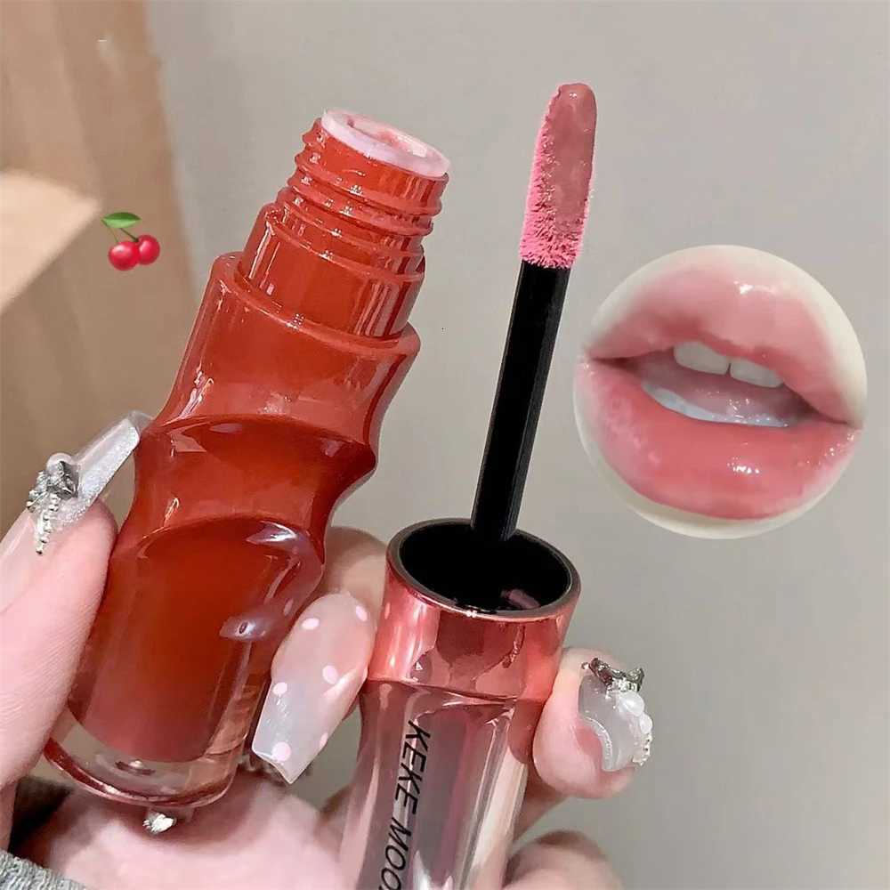 Crystal Nude Gray Glossy Lip Stain Mirror Korean Lip Glaze Sheer Nude Glitter Lip Tint Watery Shine Plumping Lipgloss CosmeticsT251222