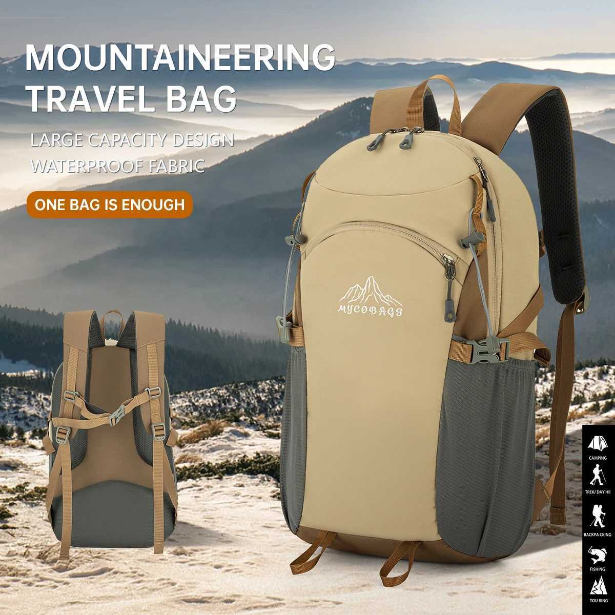 Mountaineering Bag Outdoor Large-Capacity Water-Repellent Backpack Quick-Drying Short-Distance Travel Hiking Backpack Sports TraM251222