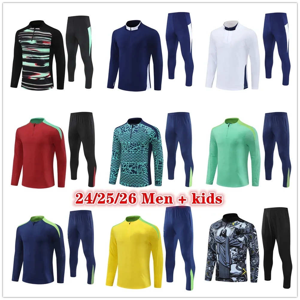 2025 2026 soccer tracksuit Portugals training suit Men and kids Brasils 24 25 26 brazilS football tracksuits jogging kits Survetement Foot chandal futbol tute