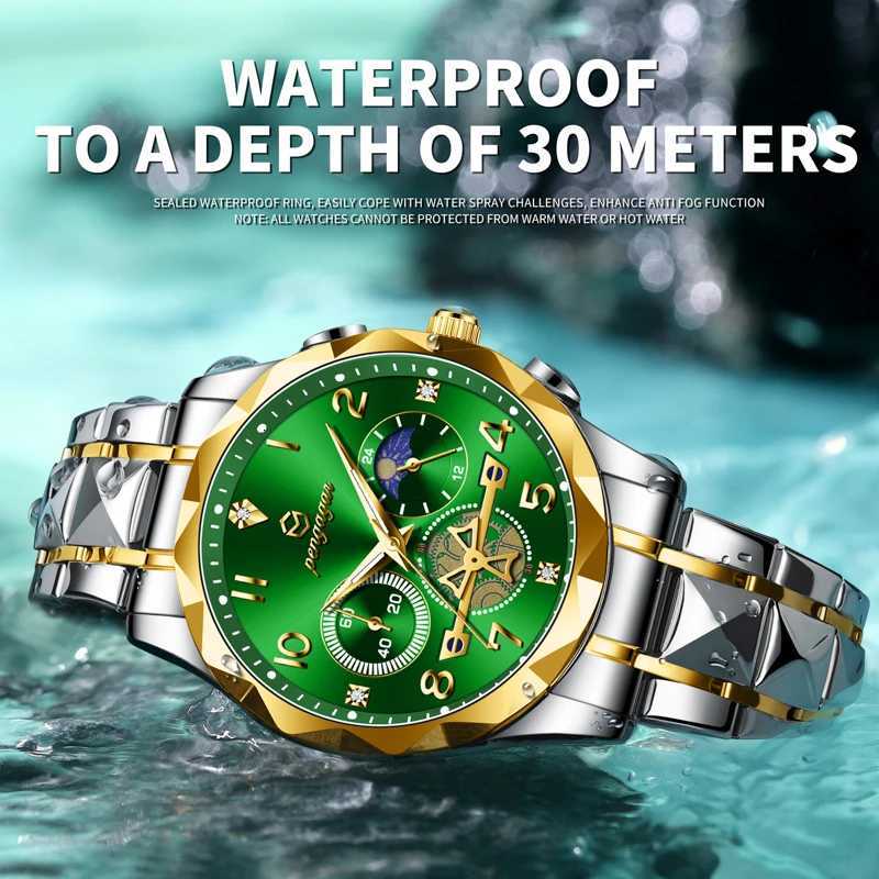 PENGAGAR Luxury Man Wrist Chronogrh Waterproof Luminous Men Stainl Steel High Quality Sport Mens Quartz es M251222