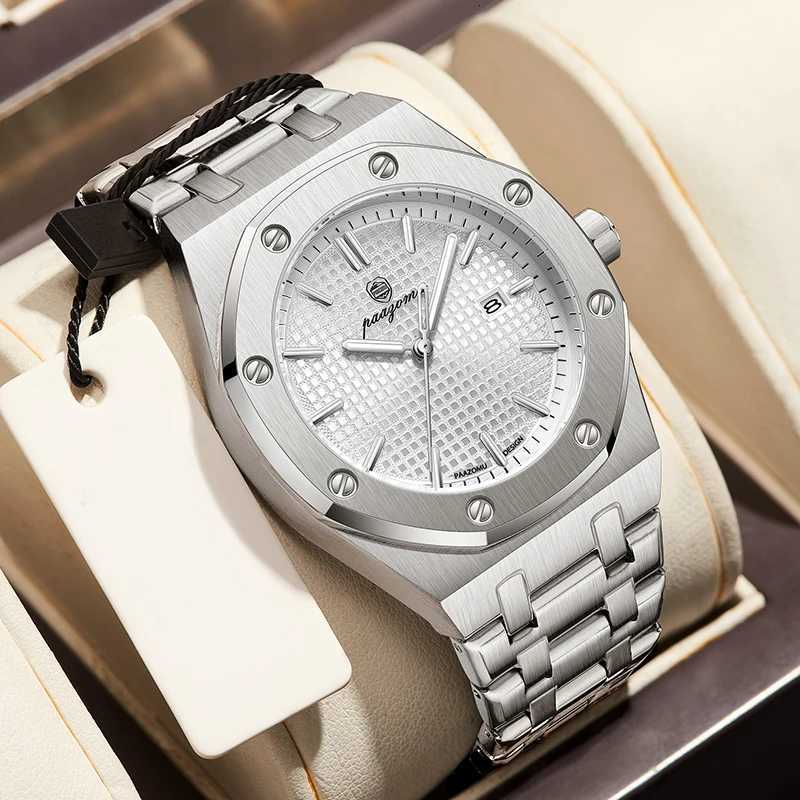 PAAZU Man Top Luxury Waterproof Luminous Date Men Stainl Steel M Clock Sport Fashion Mens Quartz es M251222