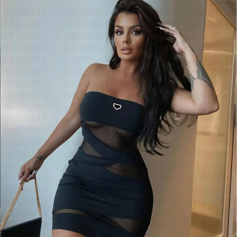 2026 new Basic Casual Dresses Sexy See Through Black Dresses Club Outfits for Women Summer Stripe Mesh Mini Bodycon Dress