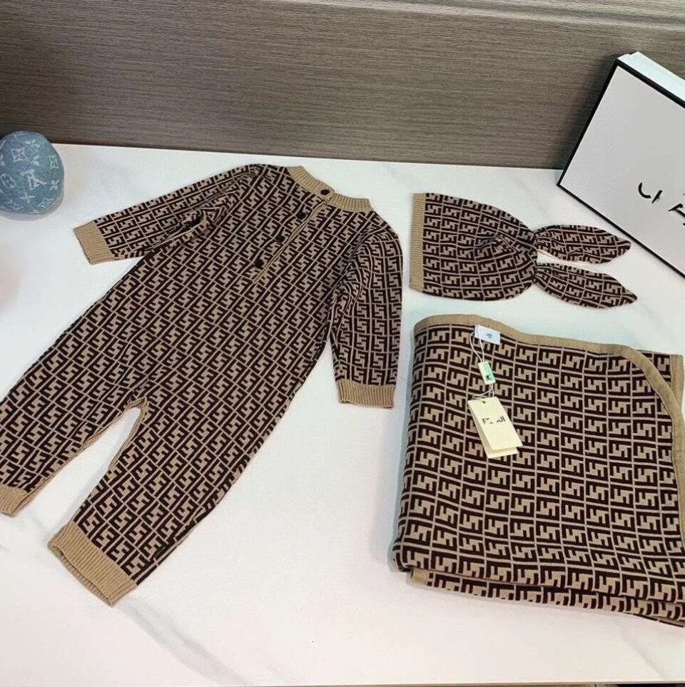 Kids Rompers Hot New Wool Knitted Romper Hat Blanket Ultra-Soft One-Piece Skin-Friendly Baby Aa3