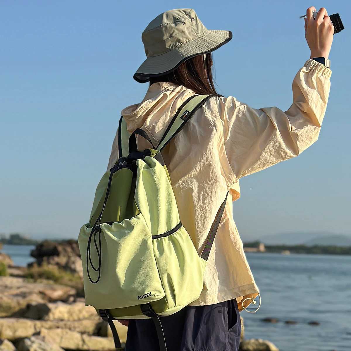 t Backpacks for Men and Women with Drawstrings Student School Bags Outdoor Sports Mountaineering Bags Niche Fishing Travel Backpacks Mountain Climbing