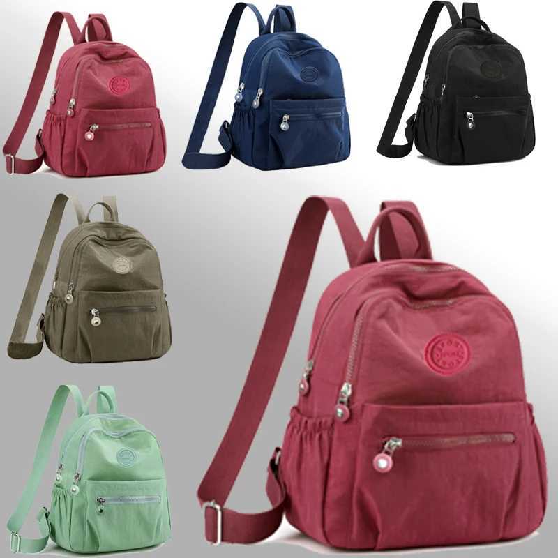 Neutral color backpack for men and women made of nylon material suitable for travel and study It has multiple pocketsM251222