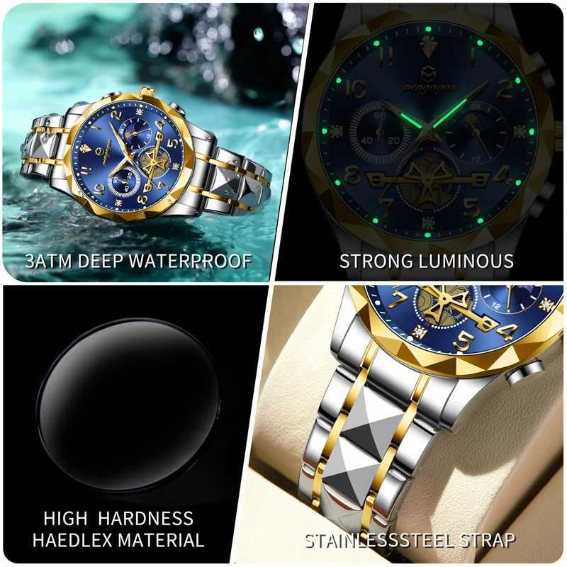 PENGAGAR Luxury Man Quartz Waterproof Luminous Date Chronogrh es For Men Stainl Steel Fashion Mens Reloj M251222
