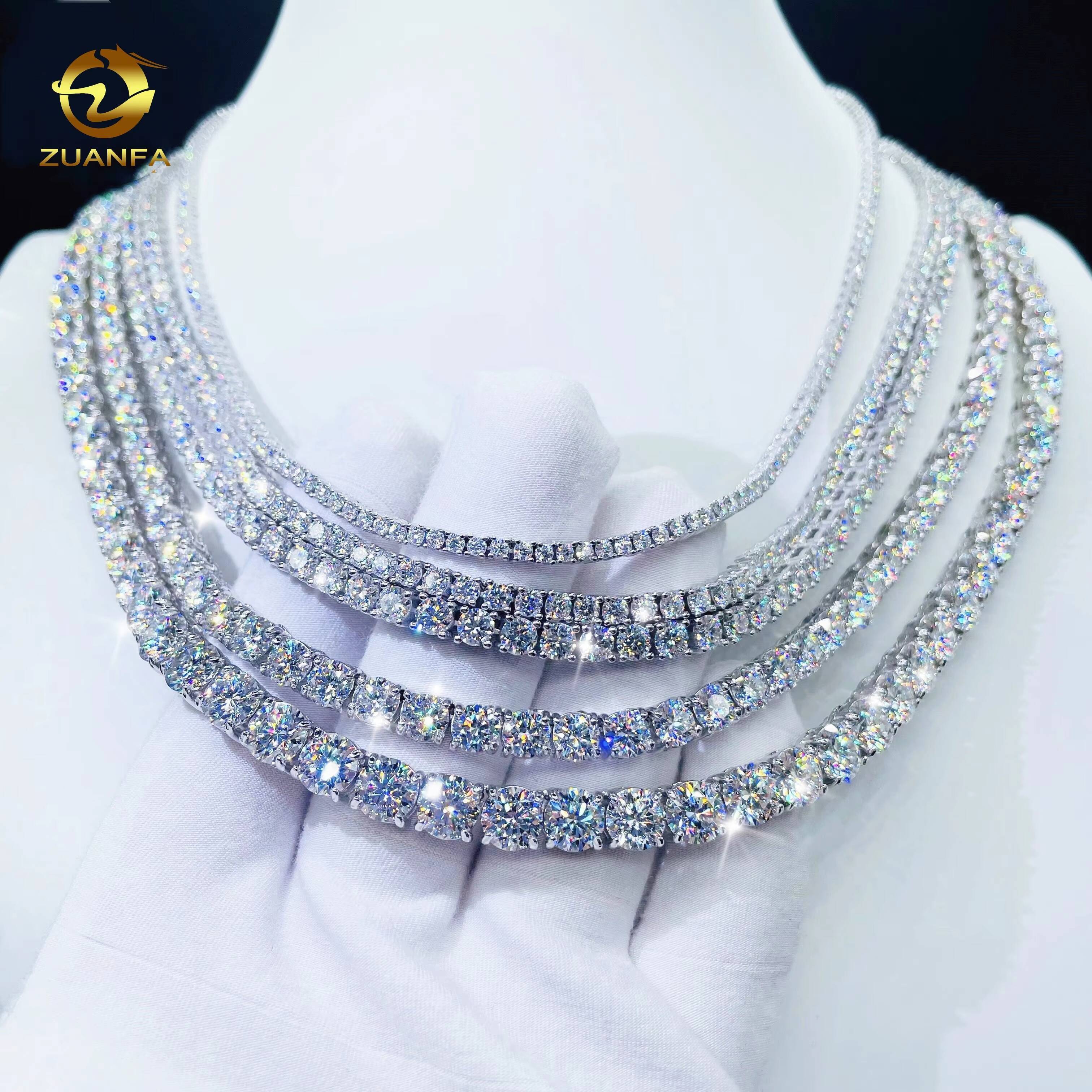 Factory Price Full Size Moissanite Tennis BraceletNecklace Pass Diamond Tester Tennis Chain 925 Sterling Silver