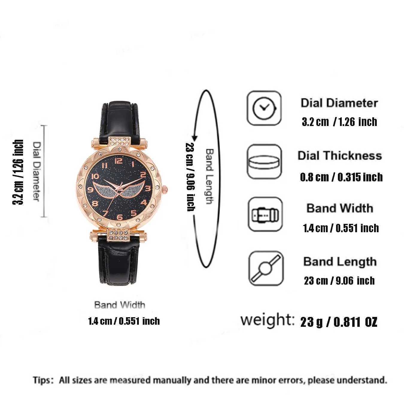 Fashionable simple diamond-encrusted wens quartz and jewelry 6-piece set suitable for daily wear Christmas and Thanks M251222