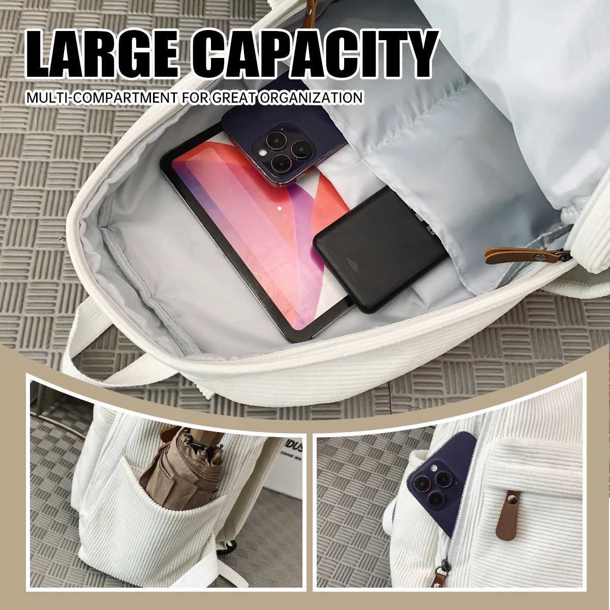 for s 2025 New Style College Students High School Students Corduroy Backpacks Junior High School Students Elementary School Students Backpacks HikM251