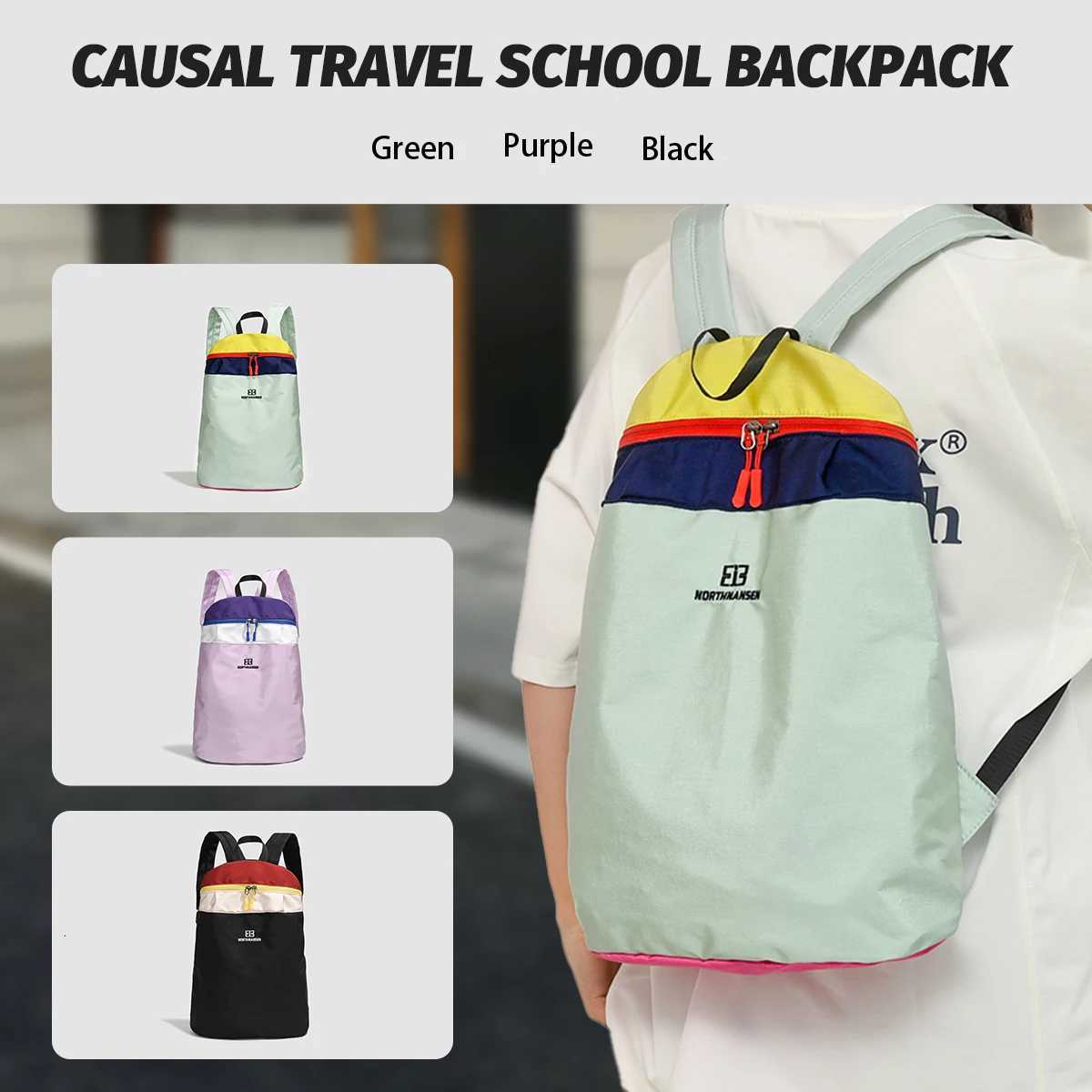 Contrast Color Outdoor Travel Backpack Ladies 2025 New College Student School Bag Fashion All-Match Lightweight Small BackpackM251222
