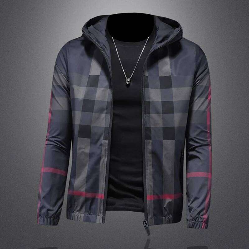 New Casual High-Quality Fashionable Striped Design Zipper Jacket, Men's Slim Fit Jacket