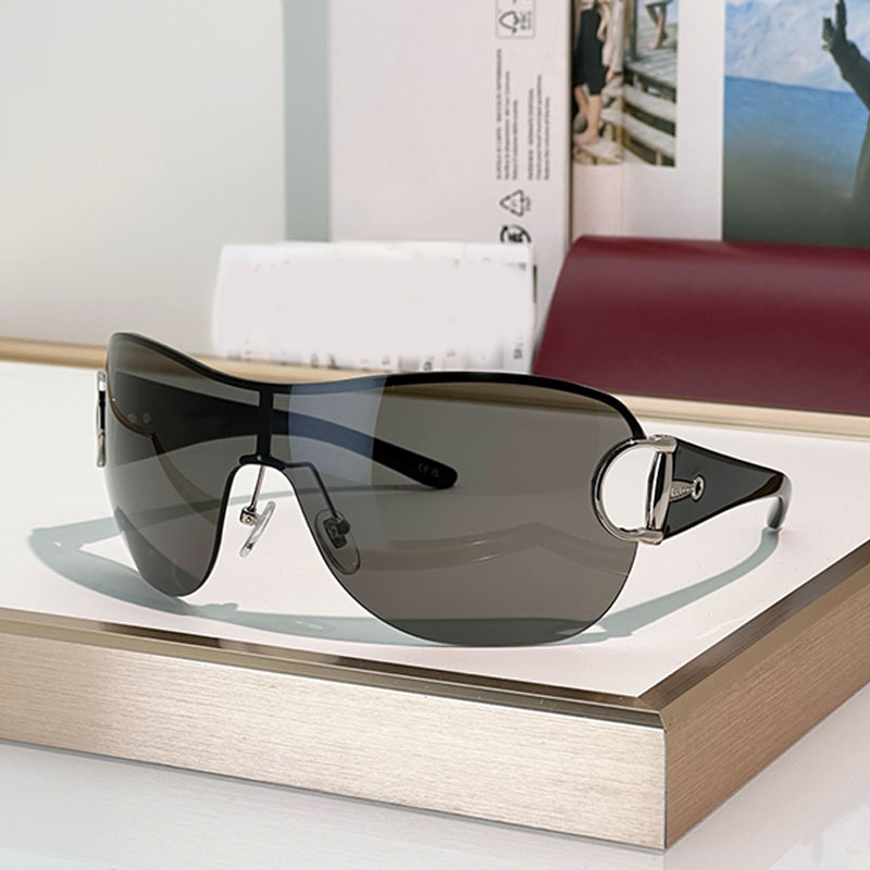 Luxury Womens Frameless Sunglasses Mens Designer Glasses Wide Leg Design Party Outdoor Goggles UV Protective Belt Box GG2174S