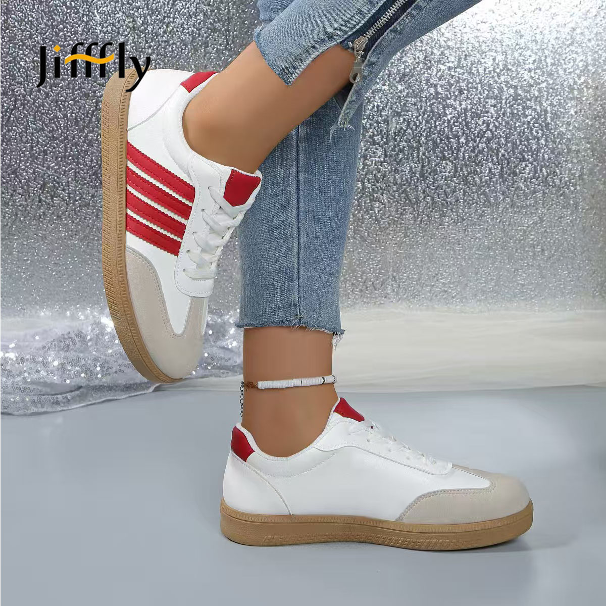 Jifffly shoes skate shoes Red Dexun Shoes for Women 2025 New Summer Height-Increasing Thick-Soled Student Sneakers Versatile Commuting