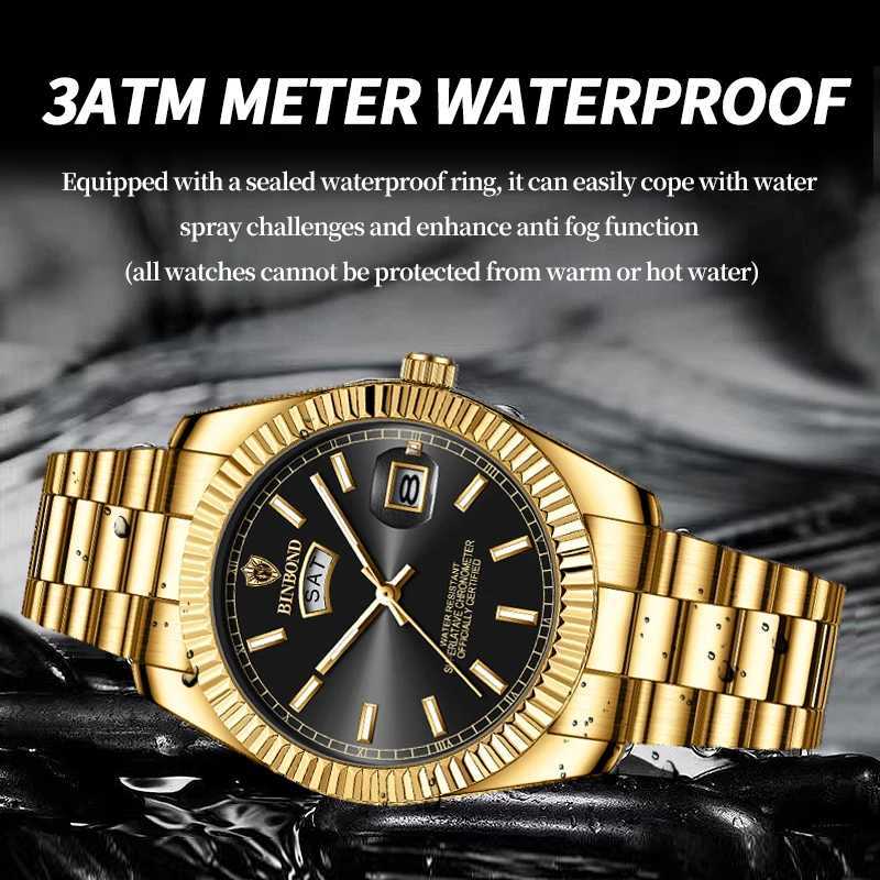 BINBOND Mens Brand Fashion Busin Sports Quartz 30M Waterproof Luminous Classic Cndar Creative Clock Mens Wrist M251222