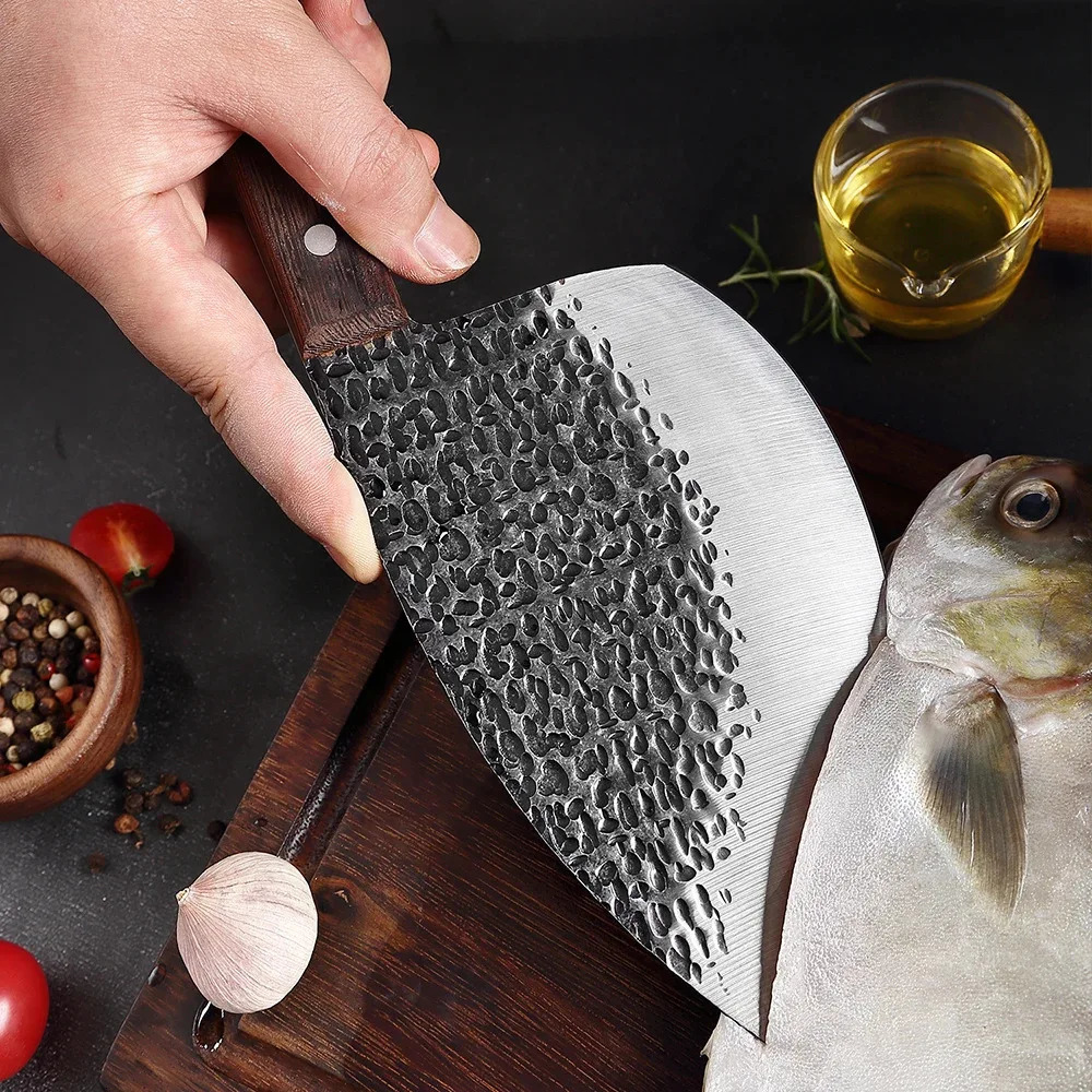 Handmade Forged Kitchen Knife Meat Chopping Cleaver Chinese Chef Knife 5CR15 Stainless Steel Machete Kitchen Essentials 251218
