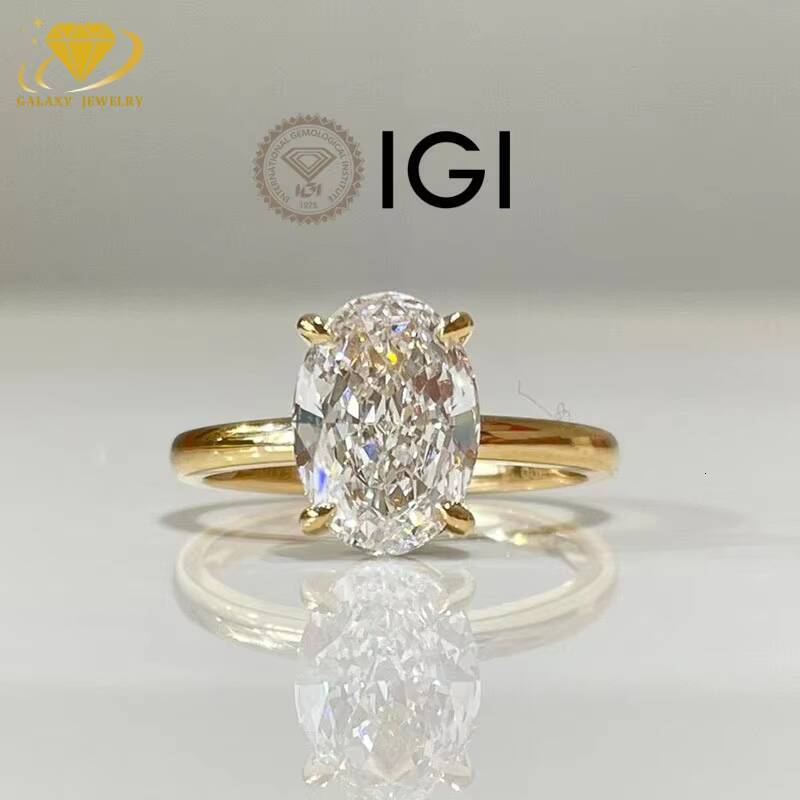 Fine Jewelry Custom 18K Gold 3CT Oval Cut Lab Grown Diamond Ring Vvs Lab Created Diamond Ring For Women With IGI Certified