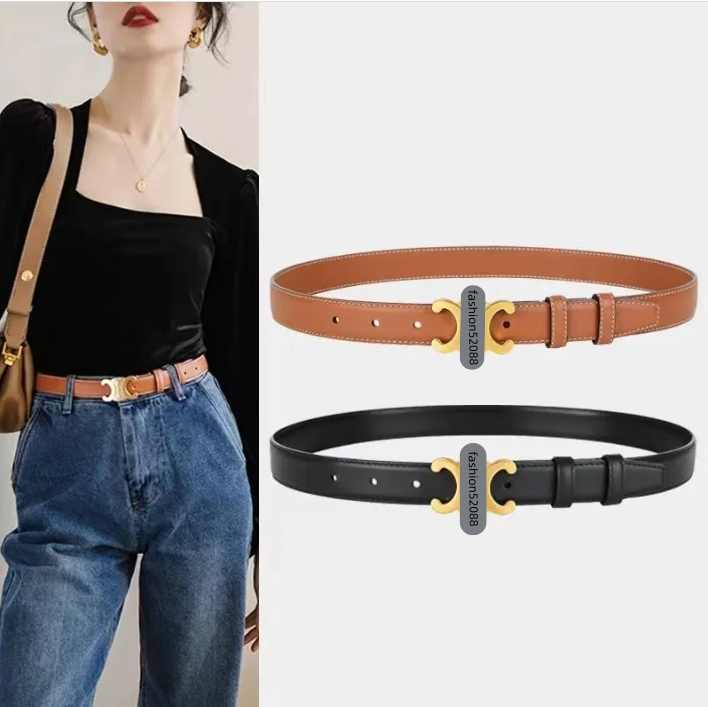 Designer belt for Women designer's fashionable smooth buckle belt, casual cowhide bright buckle 2.5cm thin waist belt sizi 90cm-115cm with box