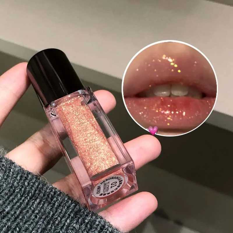 Plumping Glitter Clear Lip Gloss Sparkling Fine Pearl Mirror Lip Glaze Makeup Moisturizing Shimmer Diamond Liquid Lipstick TintT251222