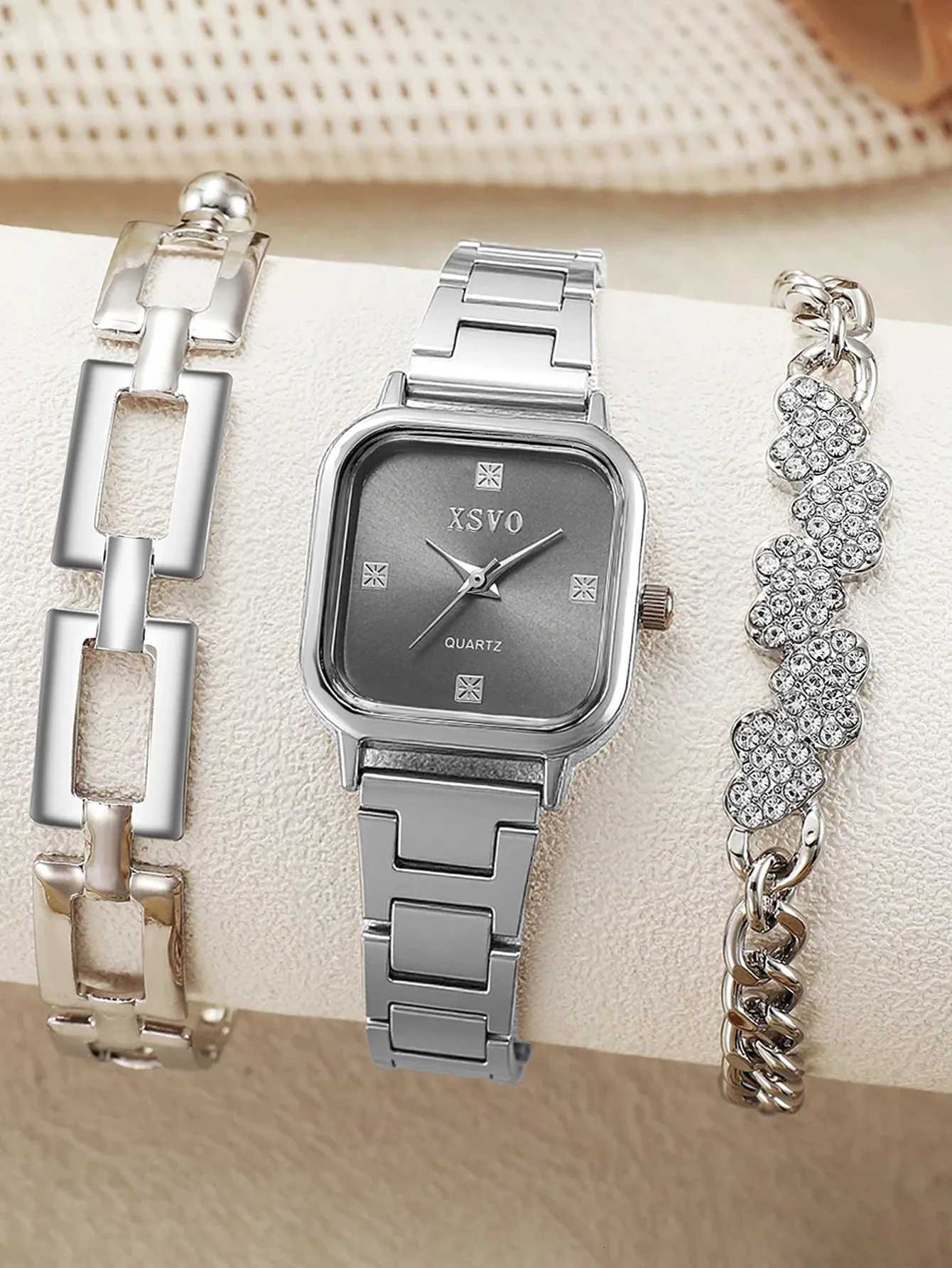 Fashion Light Luxury All-match Steel Band Square Dial Wens Quartz Suitable for ryday Wear Thanksgiving and Christm M251222