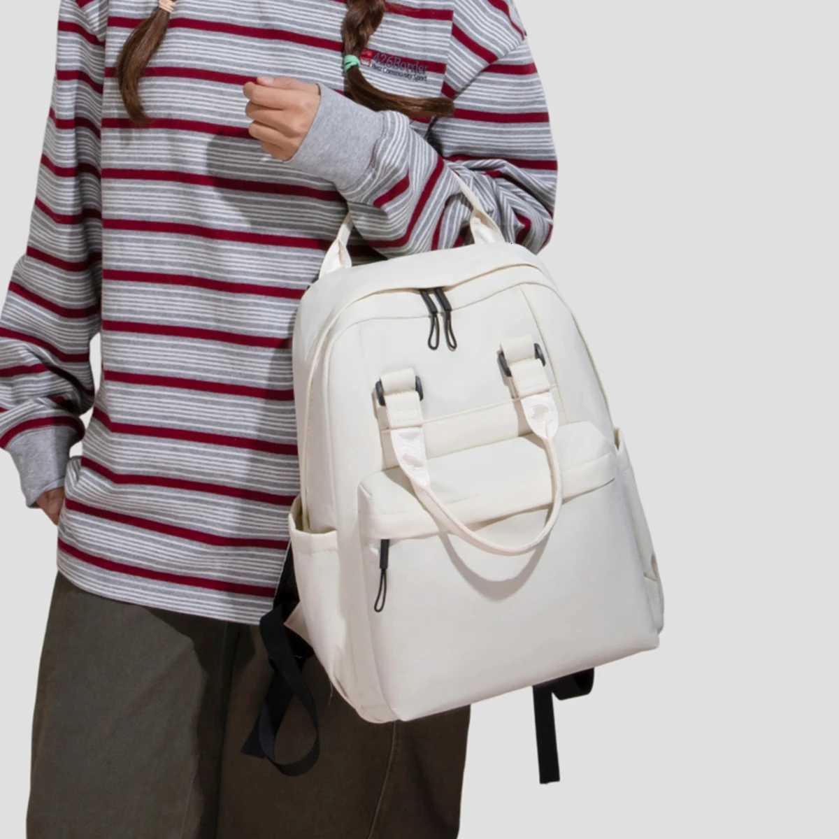 Womens New Versatile Canvas Backpack Lightweight Commuter Travel Backpack Large Capacity Student School Bag Womens Bag for Work and ChildcareM251222