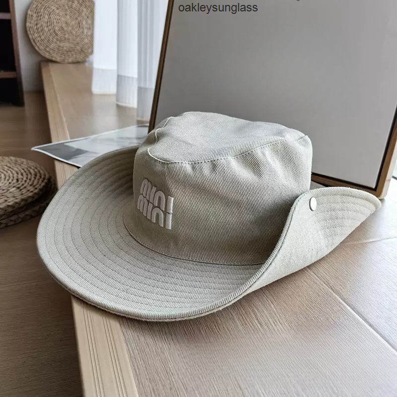 designer foldable wide edge women fishing hat classic brand fashion embroidered miumius mius mius miumiue beach snap on outdoor cowboy sunscreen high quality t 8M8H