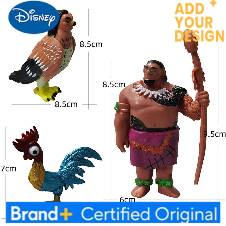 Disney 10 unids/set Moana Anime juguetes Maui Gramma Tala Tui Tamatoa Heihei gallo Pua cerdo halcn Pvc modelo nios Hobby rega H251222