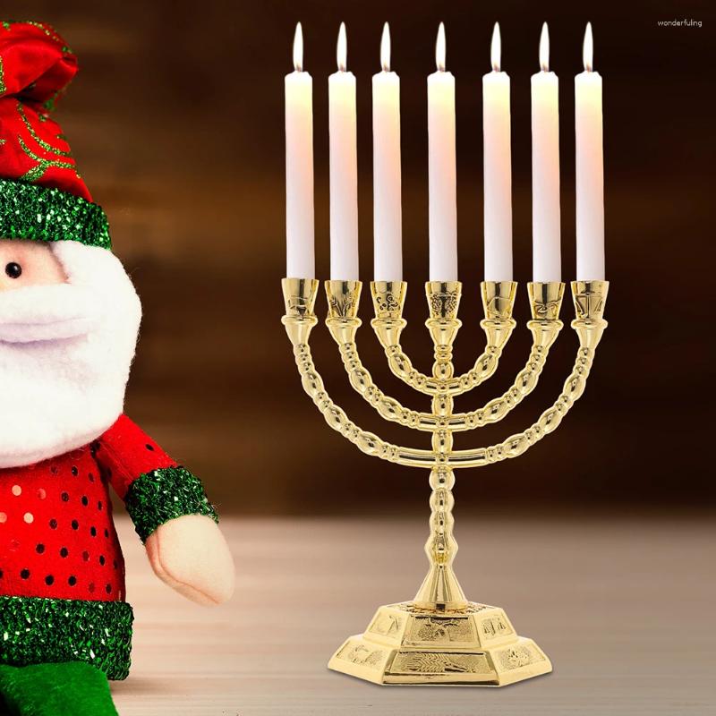 Candle Holders 7-Branch Metal Candlestick Ornaments Vintage Candelabrum For Hanukkah Jewish Holder Desktop Decoration Party H260310