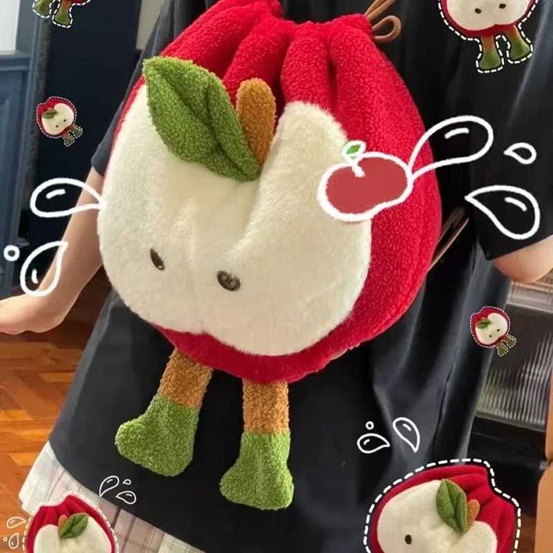 Anime Love and Deepspace Caleb Cosplay Fluffy Apple Drawstring Backpack Cartoon Shoulders Bag Large Capacity Knapsack Xmas GiftM251222