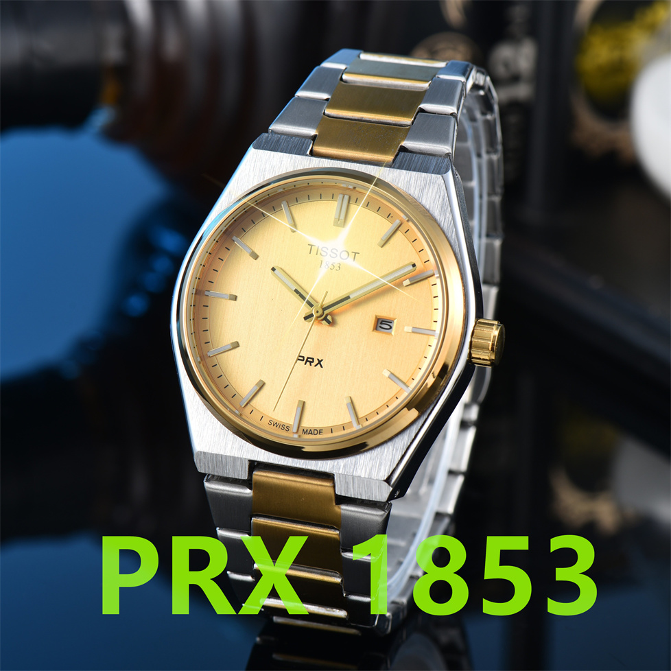 TOP Brand 1853Tissity WristWatches Men Quartz Movement Watches Date Watch classic Luxury PRX wrist-watch Steel Strap POWERMATIC 80 watch 8038