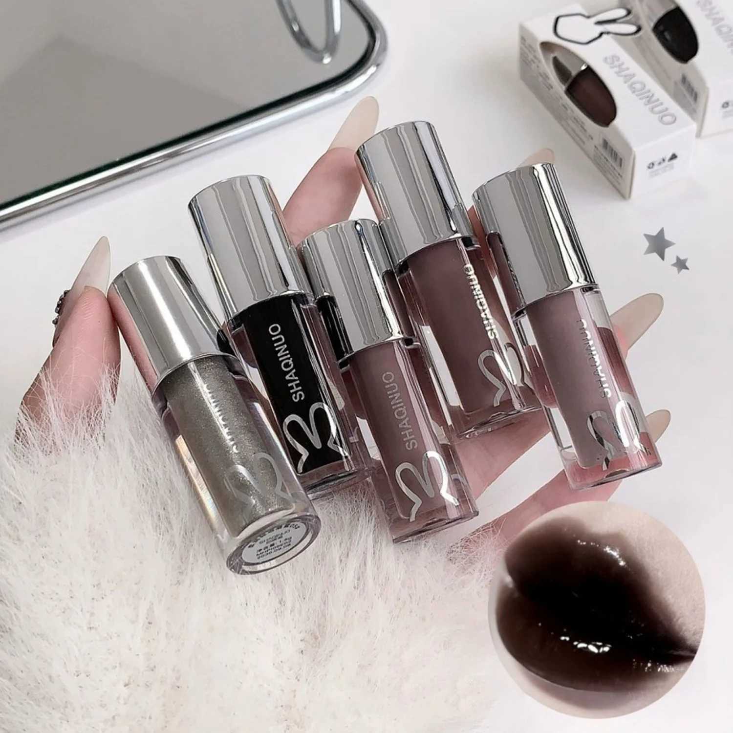 NEW Water Glazed Mirror Lip Gloss Makeup Crystal Nude Jelly Moisturizing Lip Glaze Long Lasting Black Liquid Lipstick CosmeticsT251222