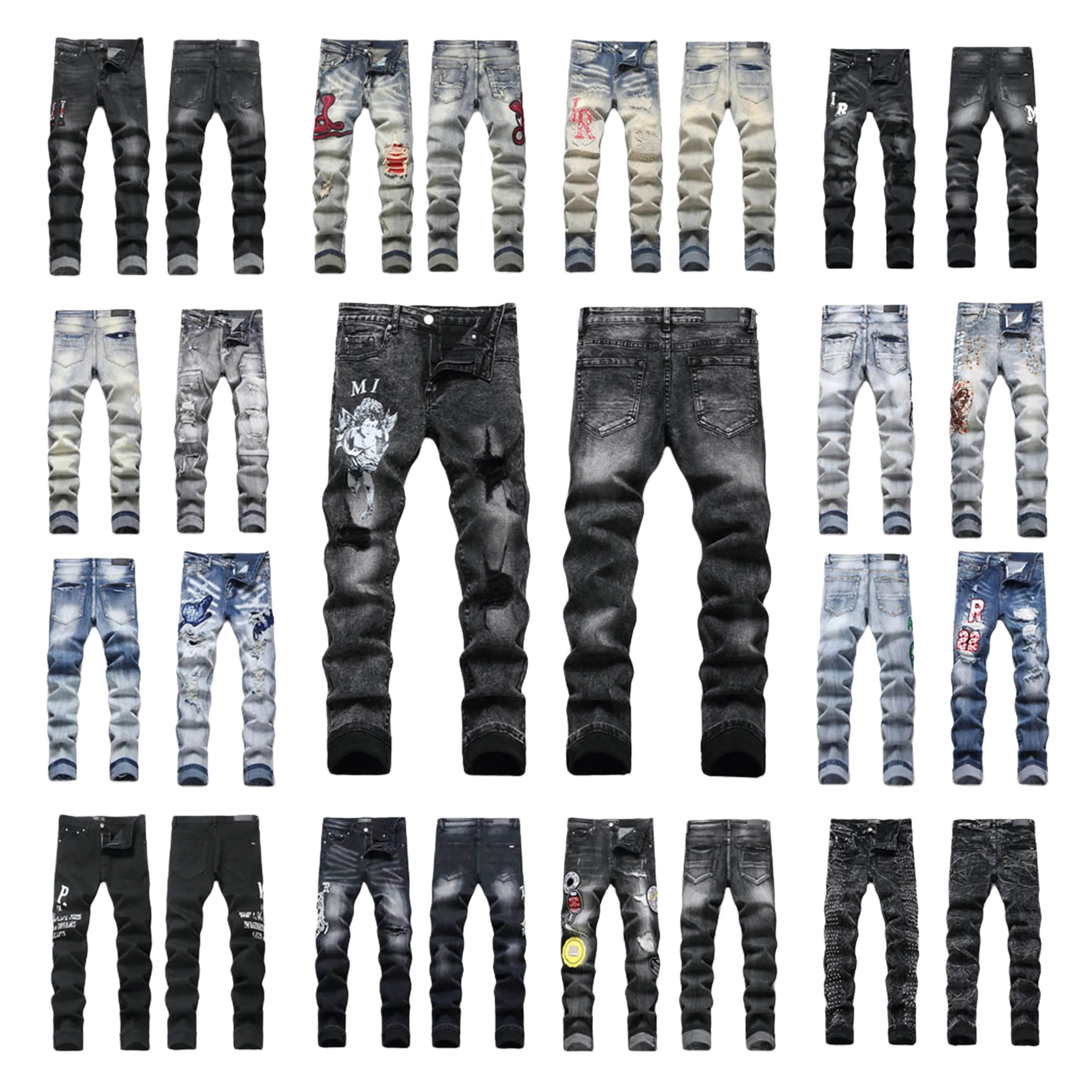 amirirjeans High quality jeans designer men jeans pants brand baggy jean retro casual hip hop streetwear designers joggers pant hole black skinny slim Jeans