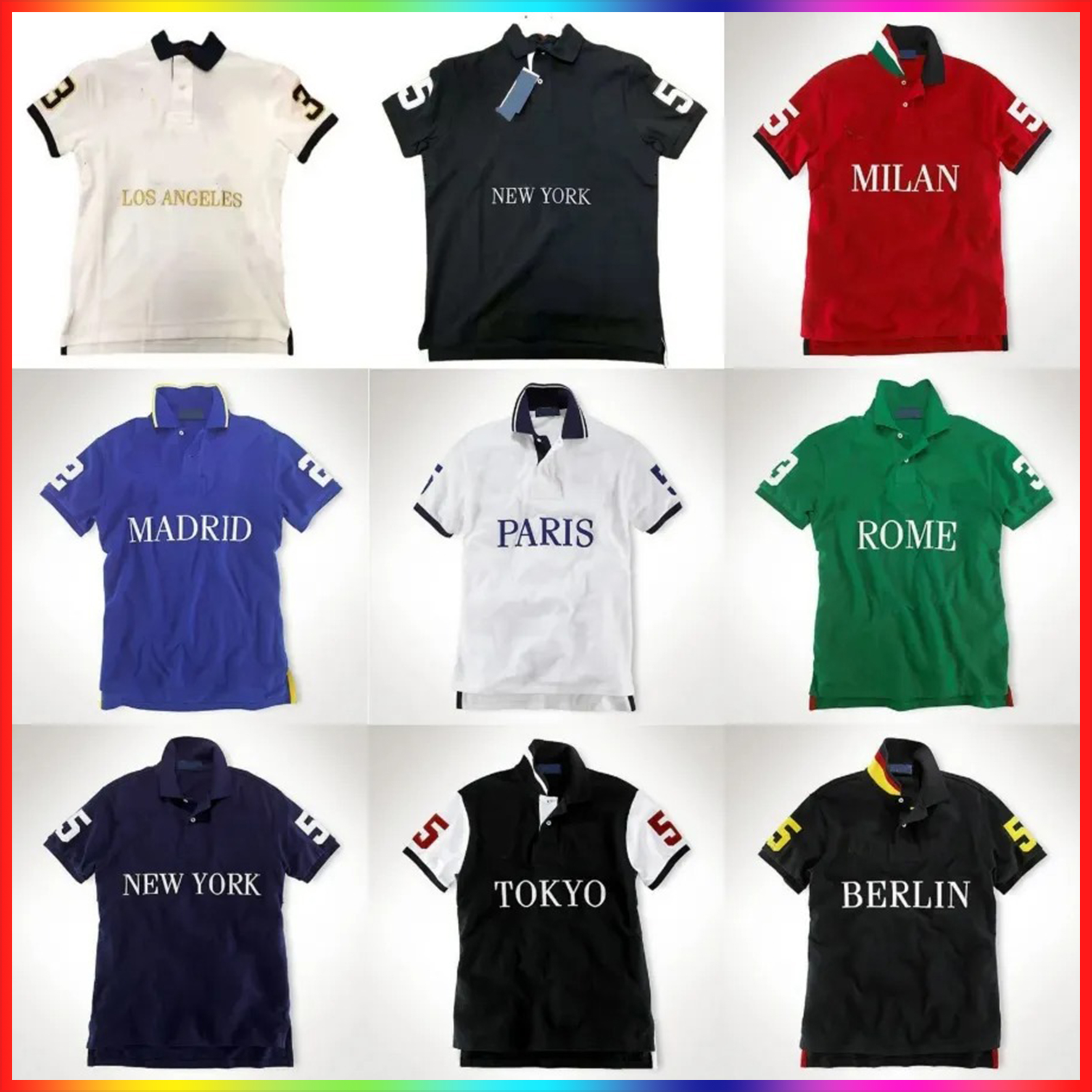 2026 Designer Polos Shirts for Mens T Shirt essential Shirts for Men City Name ITALIA Chicago New York Short Sleeve Cotton Casual embroidery Summer Fashion Tees