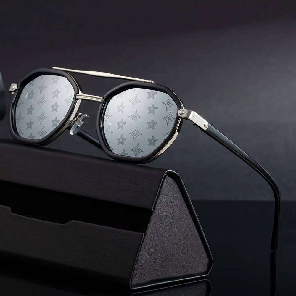 New Fashion Polygon Sunglasses Men Women Double Beam Advanced Sunscreen Male Unisex Luxury Sun Glasses Gafas De Sol Uv400