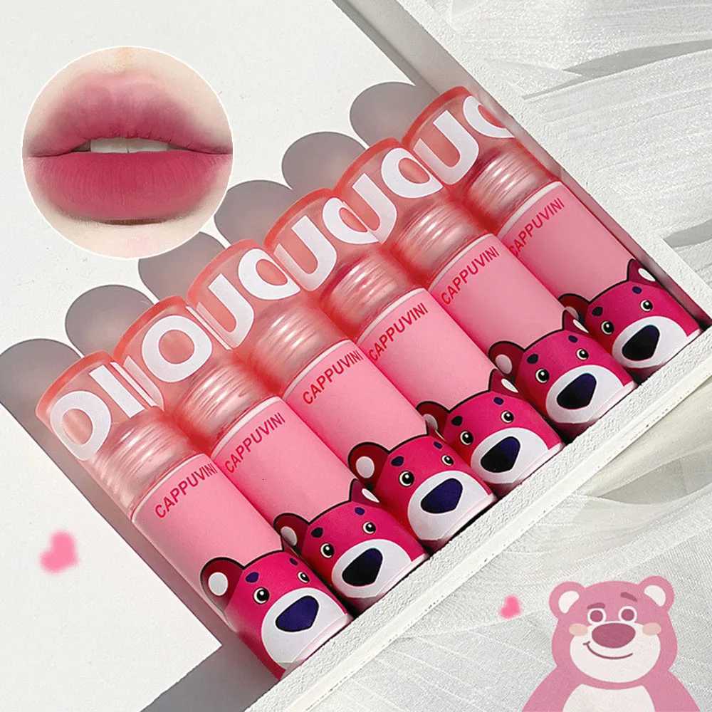Cappuvini Nifty Bear Pink Series Lip Glaze Set Velvet Matte Smooth Texture Long-lasting Easy to Apply Lip GlossT251222
