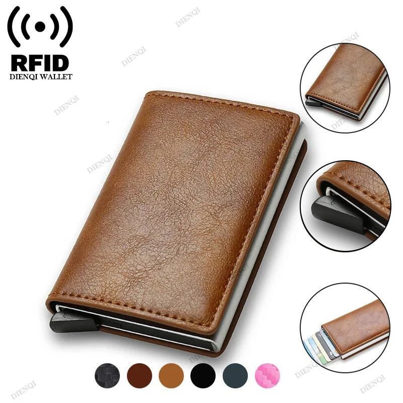 Top Quality Wallets Men Money Bag Mini Purse Male Vintage Brown Leather Rfid Card Holder Wallet Small Smart Wallet Pocket Walet 251222