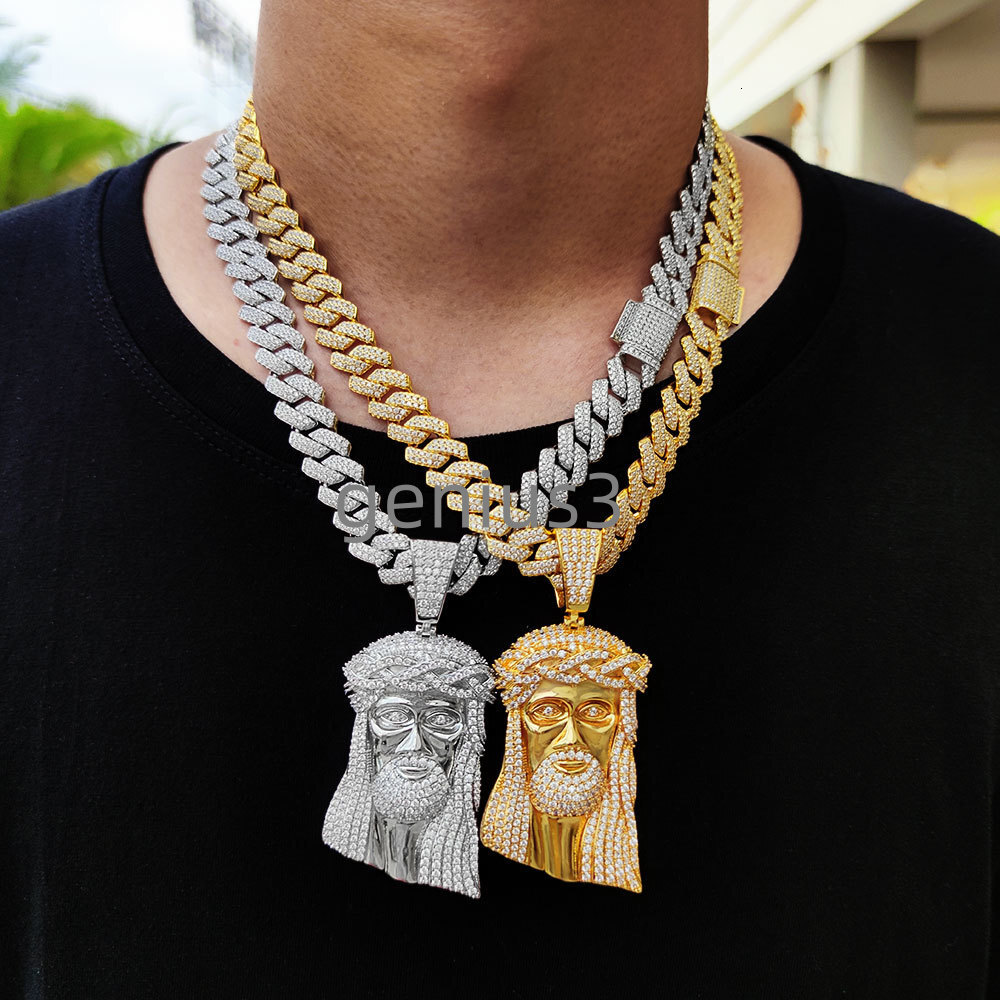 Hip Hop Iced Out moissanite Bling Diamond Big Jesus Piece Pendant Necklace Jesus Pendant