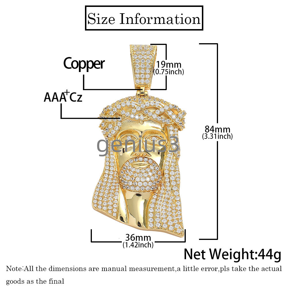 Hip Hop Iced Out moissanite Bling Diamond Big Jesus Piece Pendant Necklace Jesus Pendant