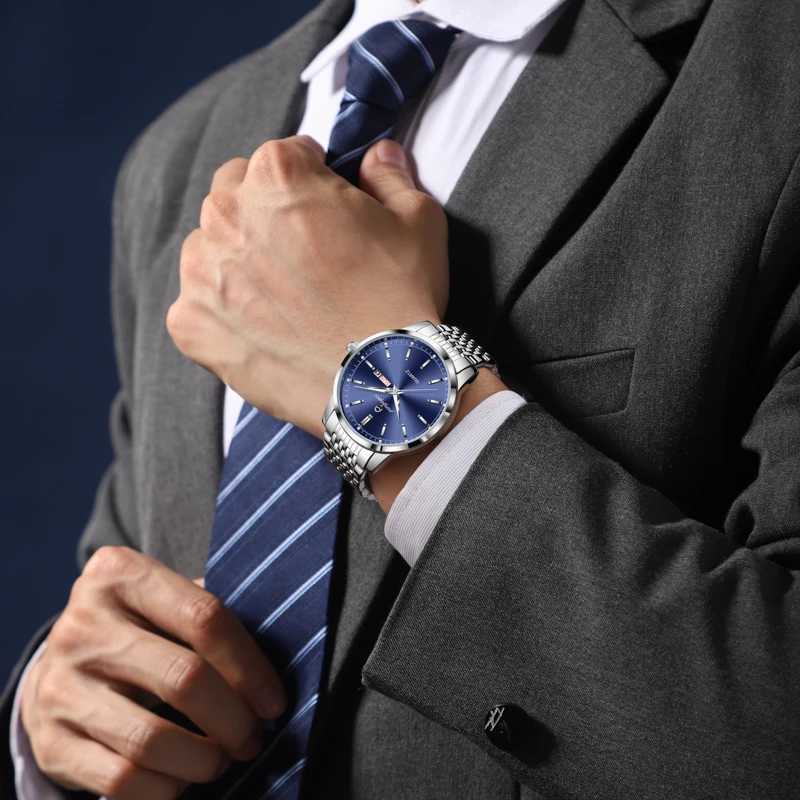 PENGAGAR Fashion Busin Man Waterproof Luminous Date Stainl Steel Men Quartz Luxury Round Mens es Reloj M251222