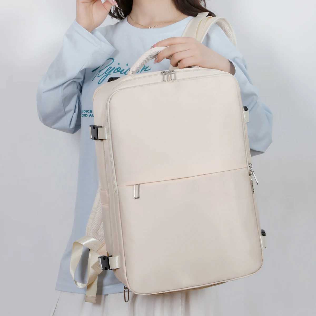 ackpack Female College Student Outdoor Commuting Large Capacity Computer Backpack Junior High School Bag Travel with Air Bag and Vacuum CompressionM25